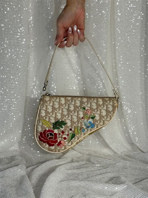 dior floral embroidered mini saddle bag|genuine dior saddle bag.